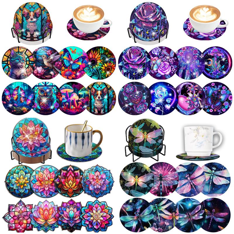 Resin Art With Wood - 8pcs/Set DIY Diamond Painting Coasters with