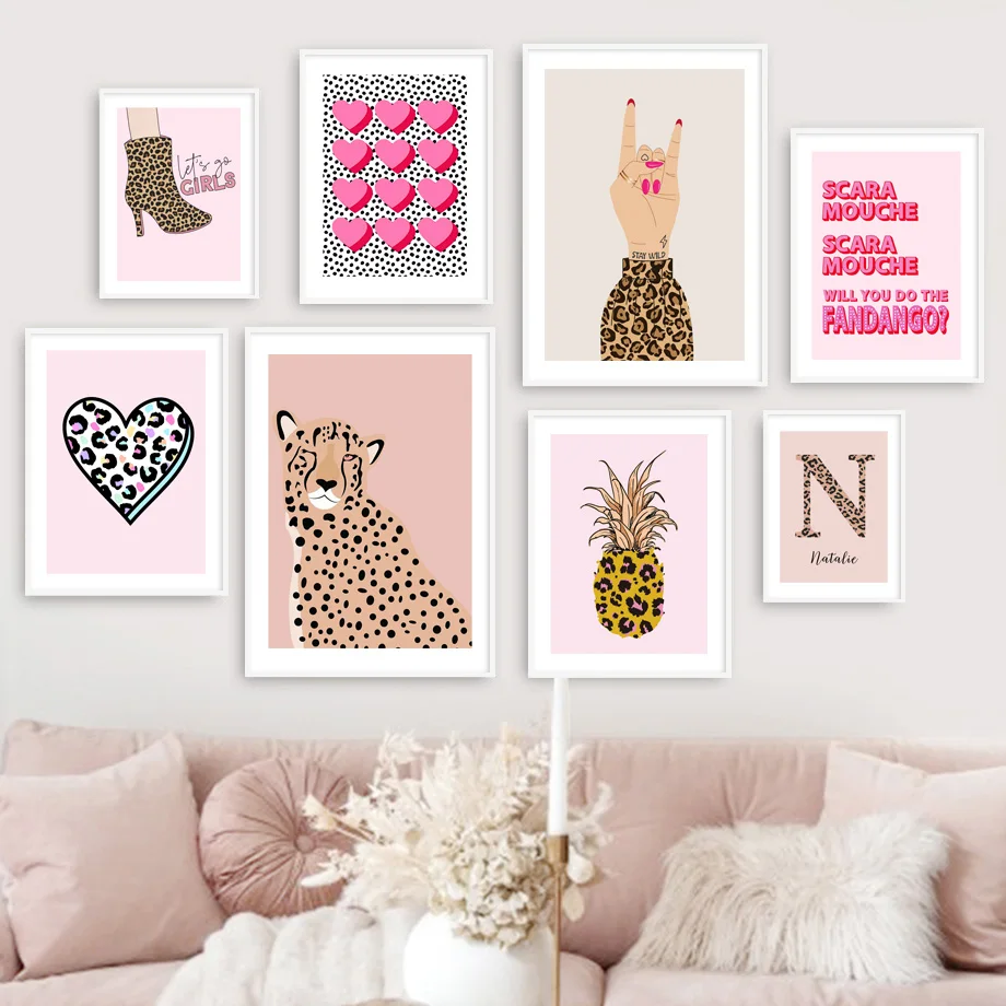 Resin Art Name - Nordic Abstract Wall Art Pink Leopard