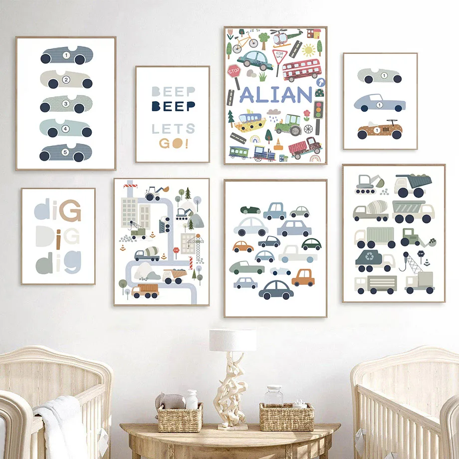 Resin Art Name - Tractor Truck Excavator Bulldozer Car Bus