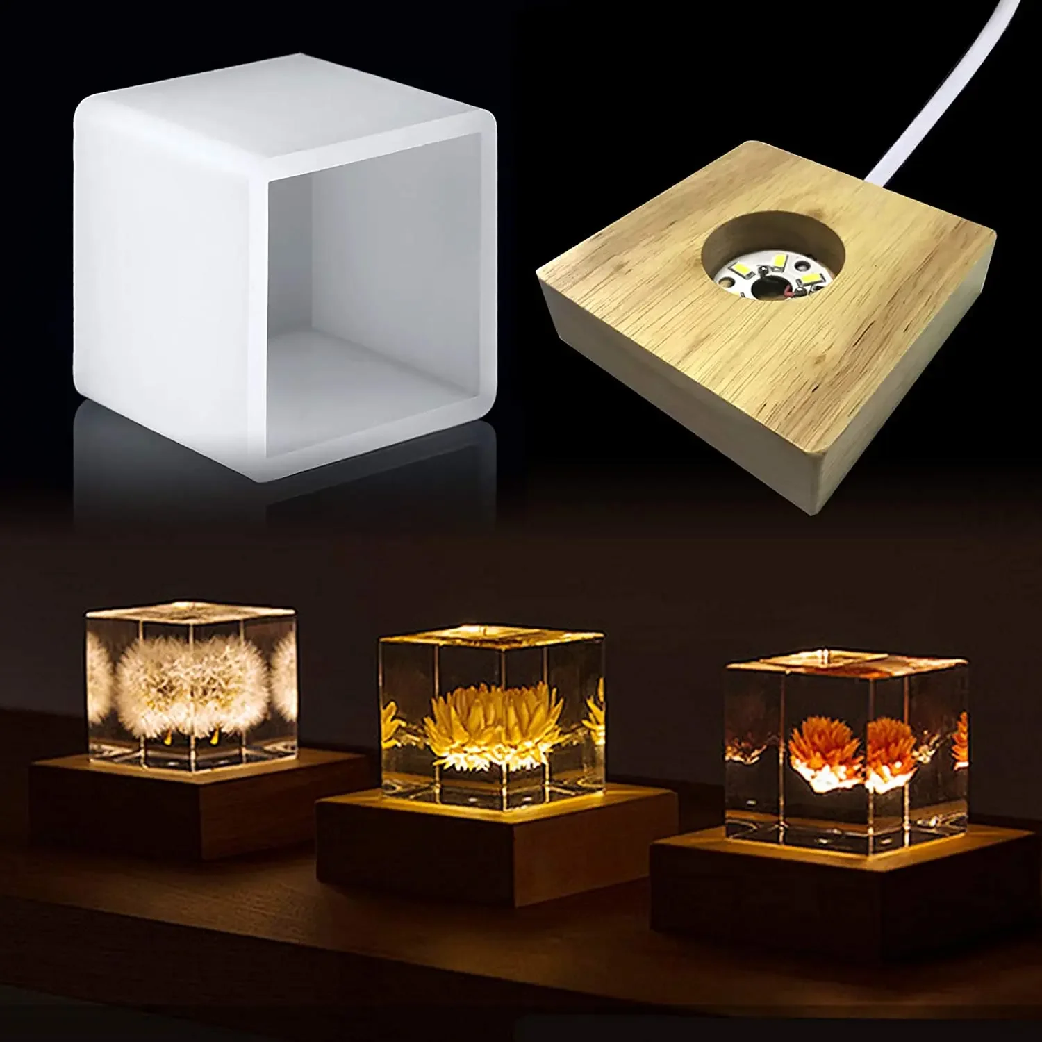 Square Light Resin Mold,led Si - Resin Art With Wood review and price