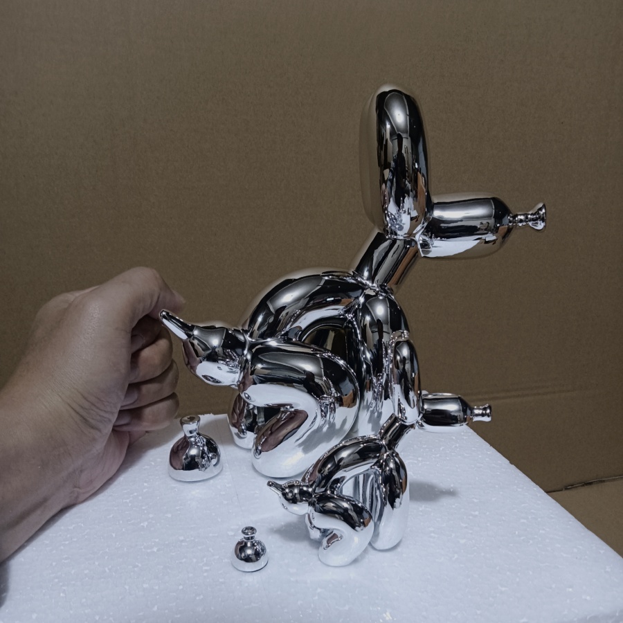 Modern Art Squat Balloon Dog A - Resin Art With Wood review and price