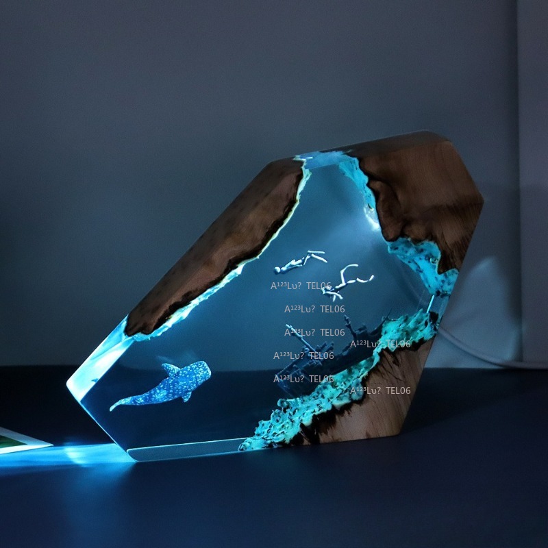 Wood Resin Night Light Ocean A - Resin Art With Wood review and price