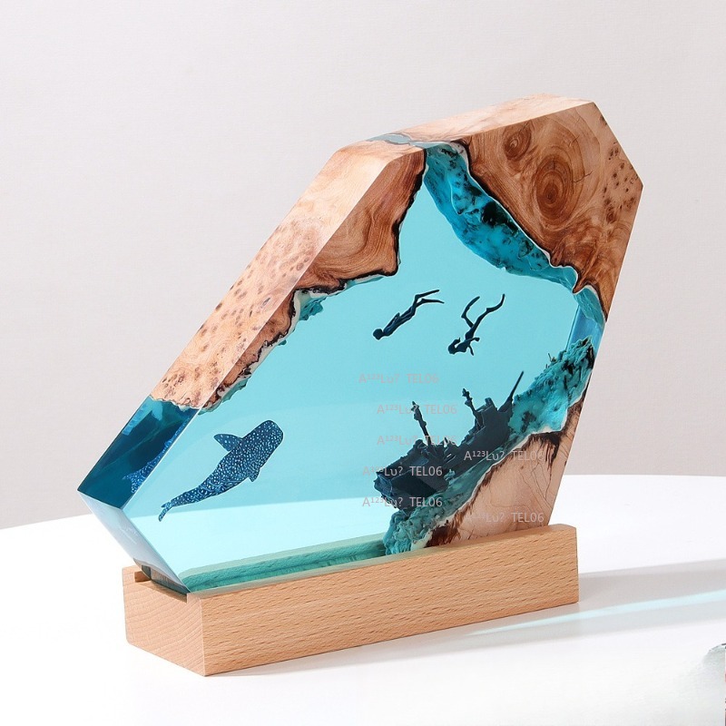 Wood Resin Night Light Ocean A - Resin Art With Wood review and price