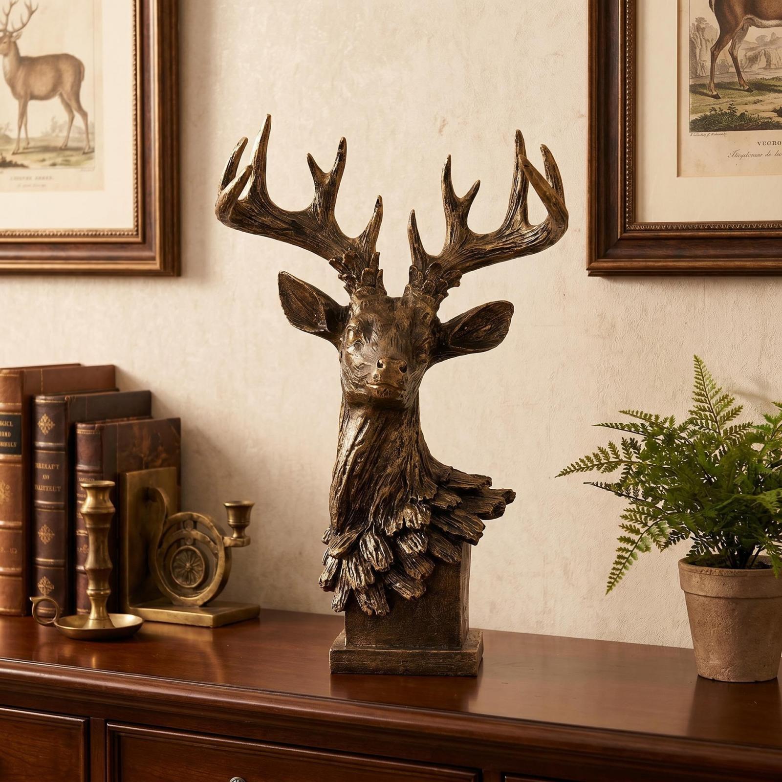 Deer Head Statue Animal Sculpt - Resin Art Gift For Birthday review and price