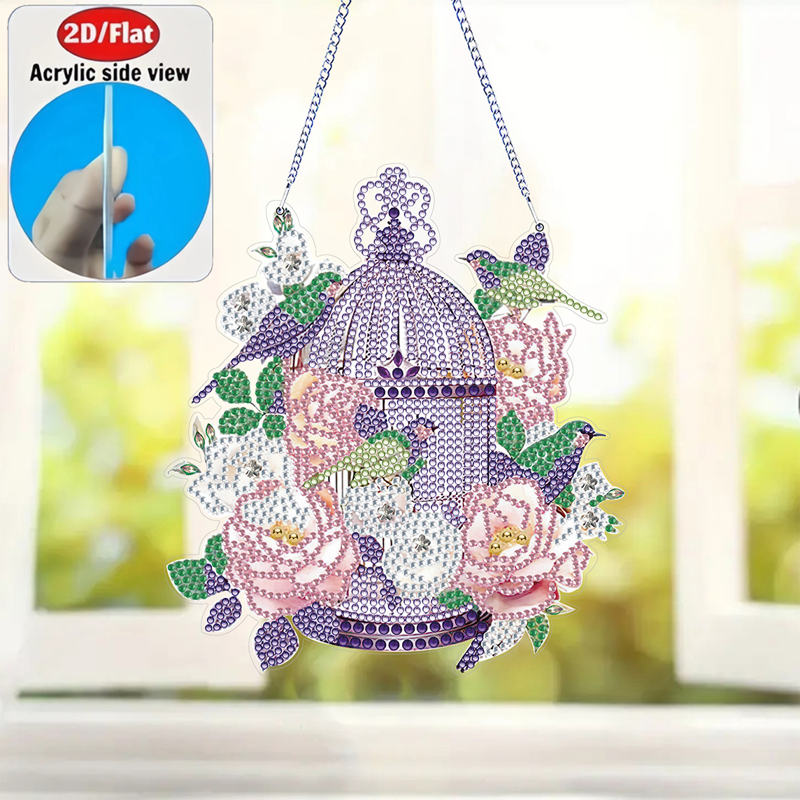 2D Flat Rose Birdcage Acrylic  - Resin Art Gift For Birthday review and price